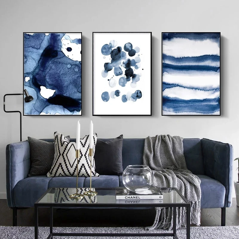 

Abstract Irregular Pattern Painting Nordic Blue Canvas Art Posters And Prints Minimalism Pictures For Living Room Home Decor