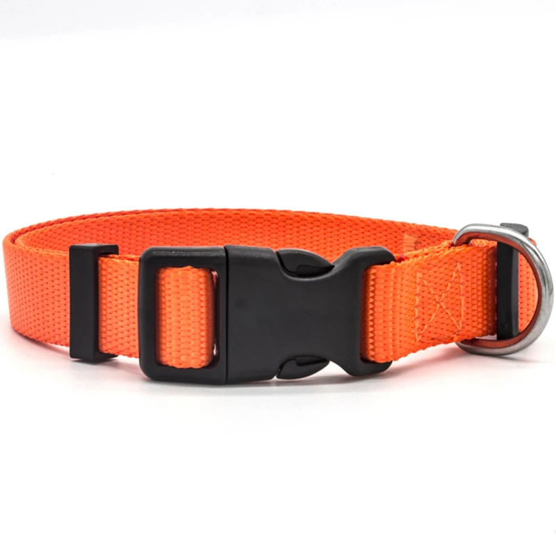 Solid Color Imitated Nylon Dog Collars for Cats Outdoor Walking Lost Avoid Pet Accessories Multi Colors Basic Dog Harness XS-XL