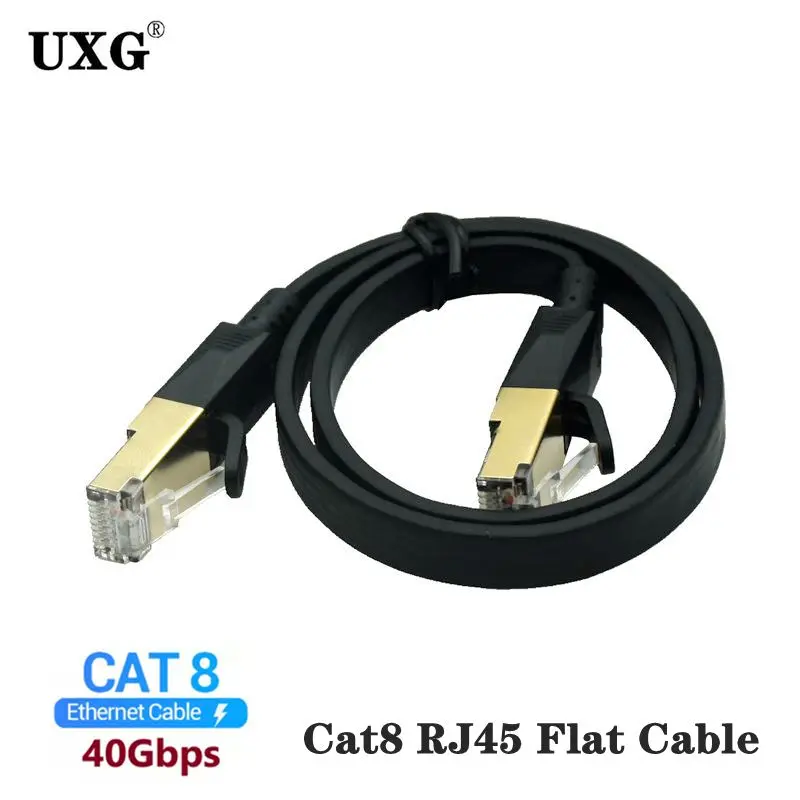 Ethernet Cable CAT8 40Gbps 2000MHz CAT 8 Networking Flat RJ45 Lan Patch Cord For Internet Laptops PS 4 Router RJ45 Cable