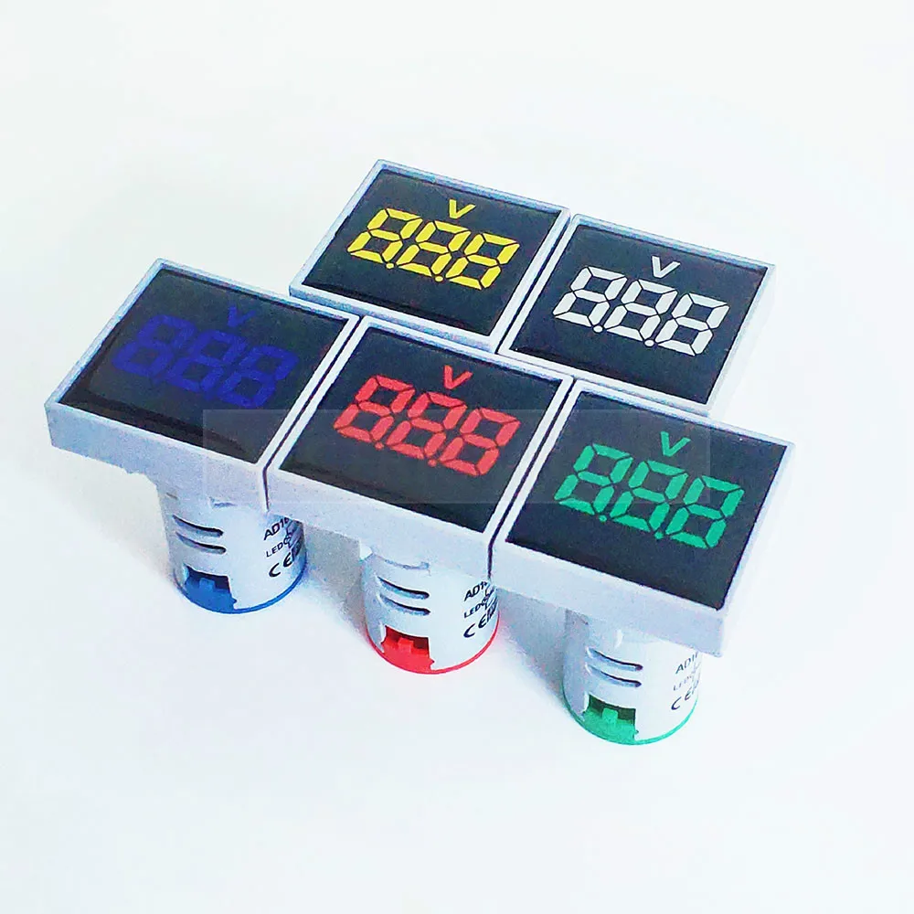 22mm Square Measuring Range Current AC 20-500V Volt 0-100A Voltmeter voltage meter indicator pilot light digital ammeter lamp