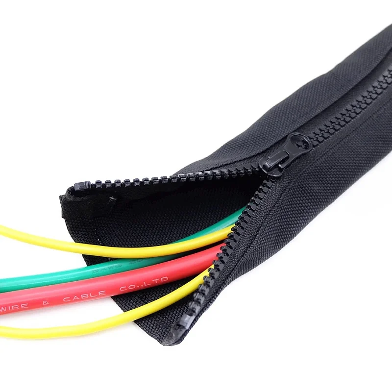 Zipper Cable Sleeve 50mm Flexible Nylon Cable Sock Harness Line Sheath Organizer 50CM Wire Wrap Management Cord Hider Protection