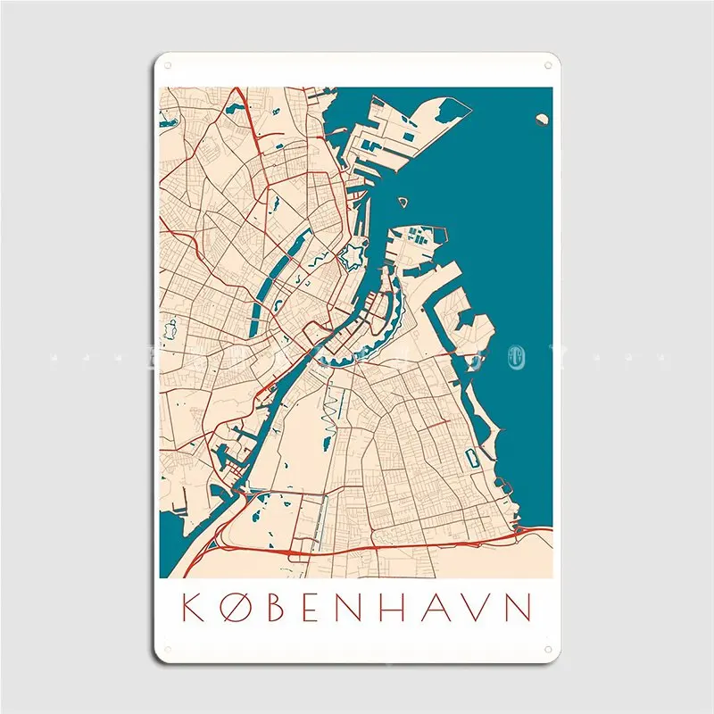 Копенгагенская Карта города Kobenhavn, металлический знак, таблички для ретро кинотеатра, клубный домашний жестяной плакат