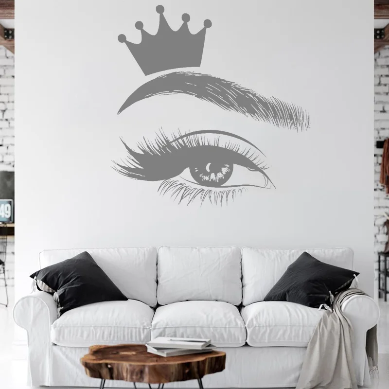 

Crown Eyelash Decals Eyelashes Art Window Vinyl Sticker Beauty Salon Women Girl Lashes Eyebrows Brows Decal Murals E303