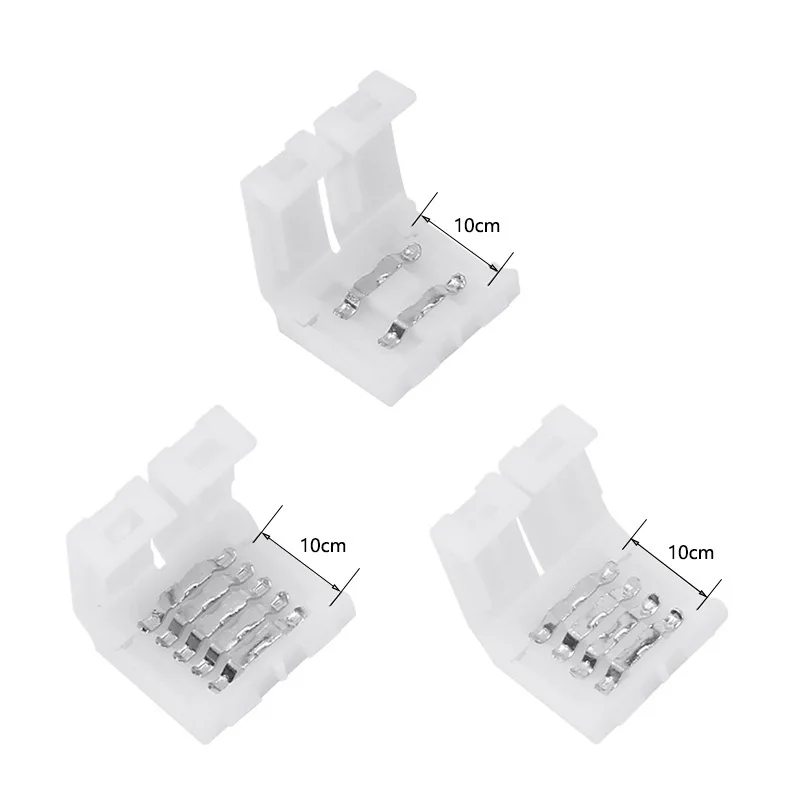 5pcs 10mm LED Strip Connector 2PIN 3PIN 4PIN 5PIN Free Soldering L / T / X Shape Connector For 5050 RGB RGBW ws2812 LED Strip