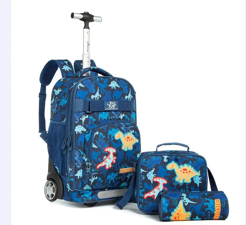 Children School Trolley bag sets with lunch bag Rolling luggage backpack school wheeled backpack girls School Rolling Bag Wheels