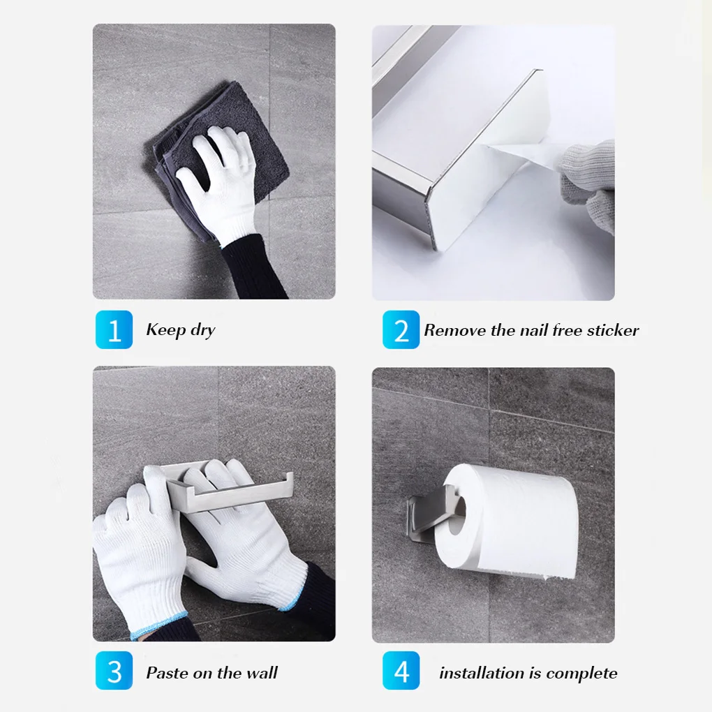 Soporte de papel higiénico autoadhesivo sin taladro, accesorio de acero inoxidable para rollo de cocina y baño, toallero de tejido, soportes de Metal