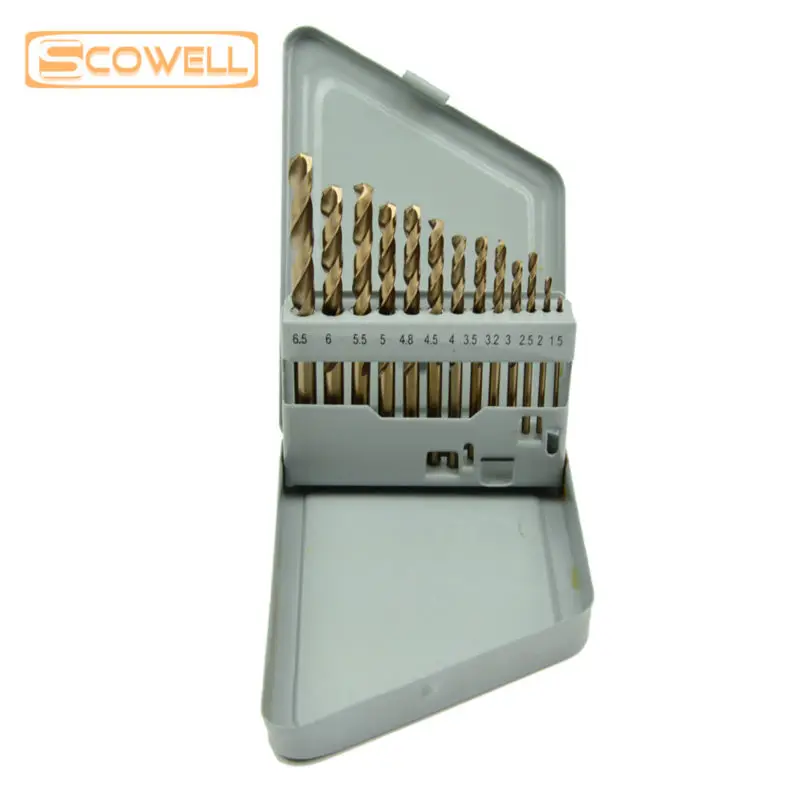 SCOWELL 13 قطعة HCO M35 تويست لقمة ثقب الفولاذ المقاوم للصدأ مجموعة لقمة ثقب 1.5 مللي متر إلى 6.5 مللي متر الكوبالت 5% الفولاذ المقاوم للصدأ Jobber التدريبات