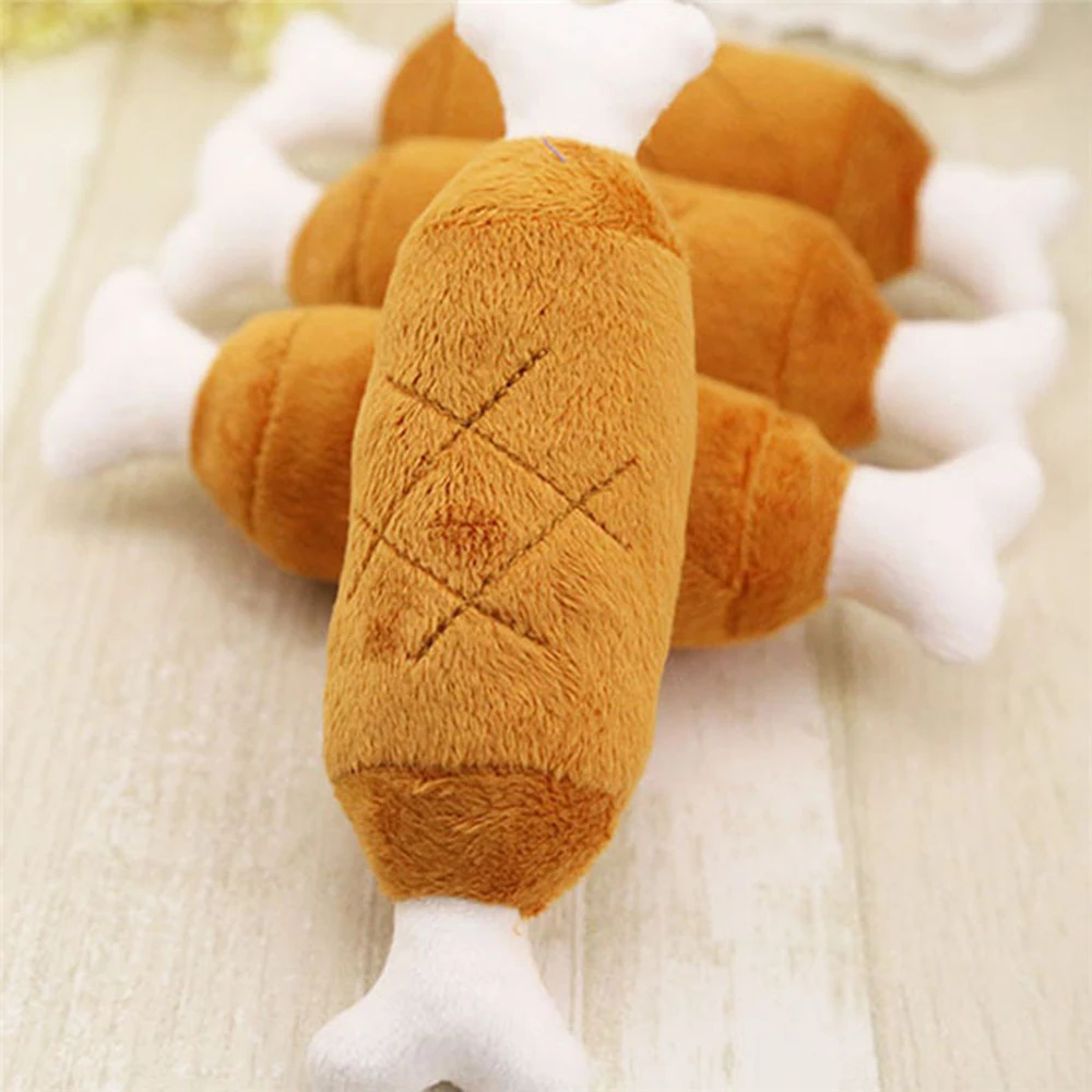 Pet Supply Soft Fleece Chicken Leg Interactive Squeak Sound Dog Toys For Outdoor Training Plush Bone Chicken Legs