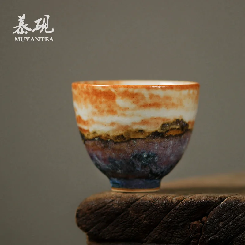 Muyan Japanese style fire cloud tea lamp Jingdezhen Zhiye fire tea set owner single cup Zen Kung Fu tea set tea cup