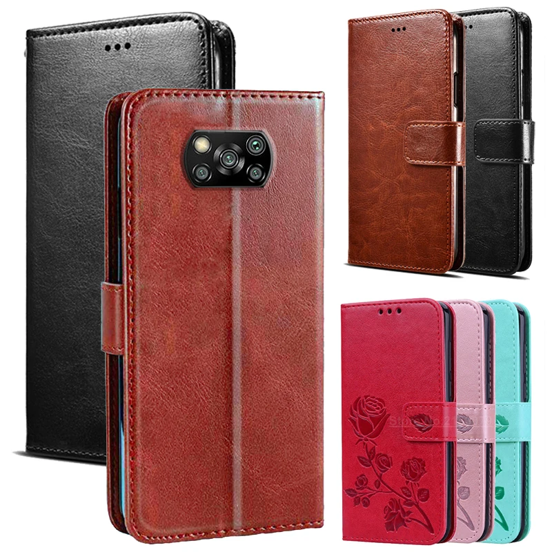 Phone Case For Xiaomi Poco M3 X3 NFC Protective Cover Luxury PU Flip Leather Magnet Case For Pocophone X3 чехол Protector Shell