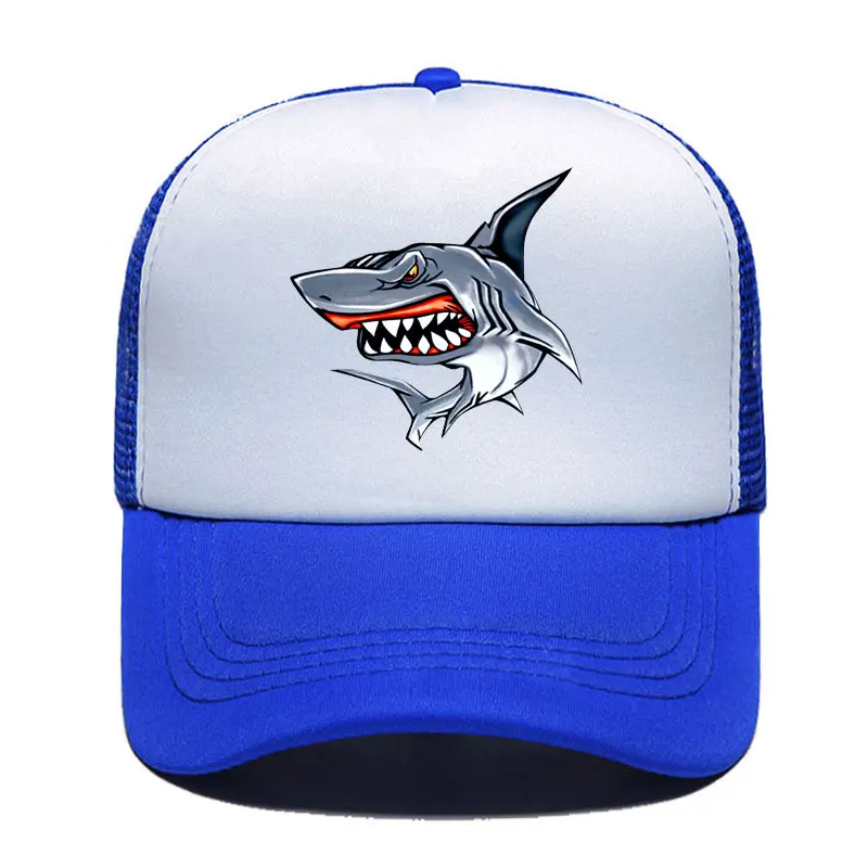 New shark colorful funny Print Baseball Cap Casual Men Women Parent-child Hats Mesh Visor Outdoor Adjustable Sun Hat