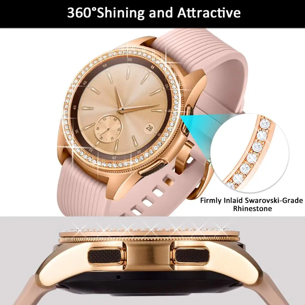 Bling Bezel For Samsung Galaxy Watch 42mm/46mm Case Gear S3 Frontier/Classic/S2/Sport Adhesive Cover band Accessories 46/42 3