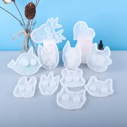 DIY Self Defense Keychain Mold 13 Cute Animal Head Silicone Molds Pendant Resin Epoxy Craft Jewelry Resin Moulds Form For Epoxy