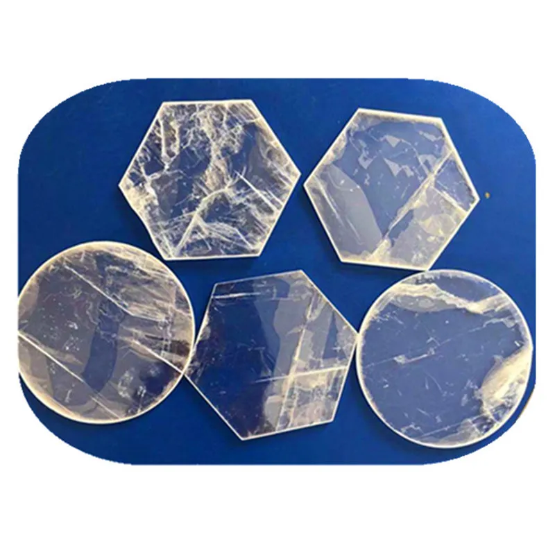 

White Selenite Slice Round Plate Crystal Healing Stones For Decoration