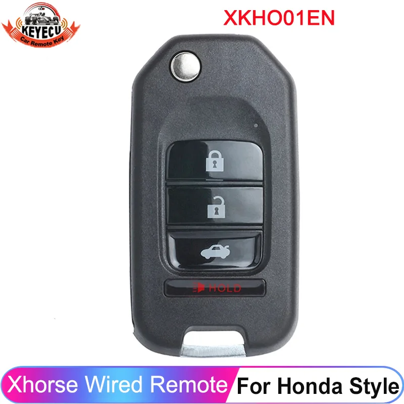 KEYECU – télécommande universelle filaire Xhorse xho01en, 3 + 1 / 4 boutons, pour outil de clé de Type Honda, VVDI12, Version anglaise