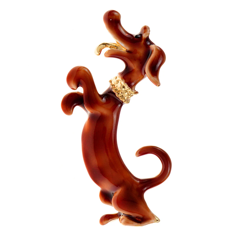 CINDY XIANG Enamel Dachshund Dog Brooch Animal Pin 2 Colors Available Alloy Material Women And Men Jewelry