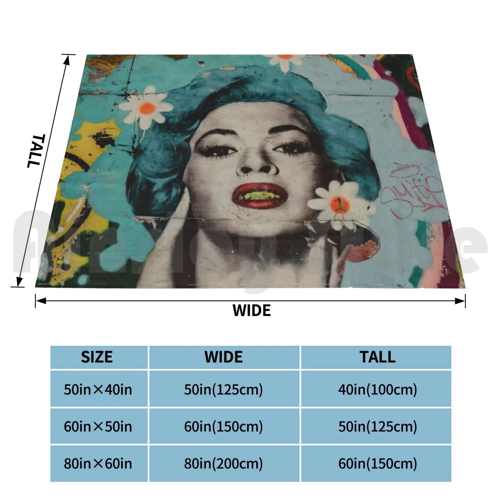 Vintage Woman Graffiti Art Blanket Super Soft Warm Light Thin Graffiti Street Art Womens Lady Graffiti Banksy Urban Stencil