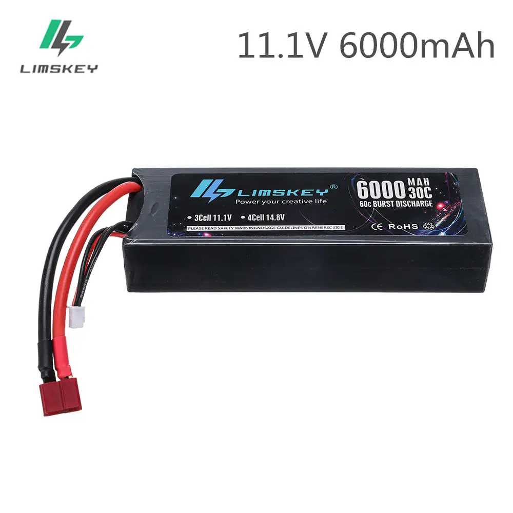 

Аккумулятор Limskey Lipo 3S, 11,1 В, 6000 мАч, 30/60C, Жесткий Чехол для 1/8 автомобиля, грузовика, лодки, гоночного автомобиля, лодки, самолета, дронов, вертолета