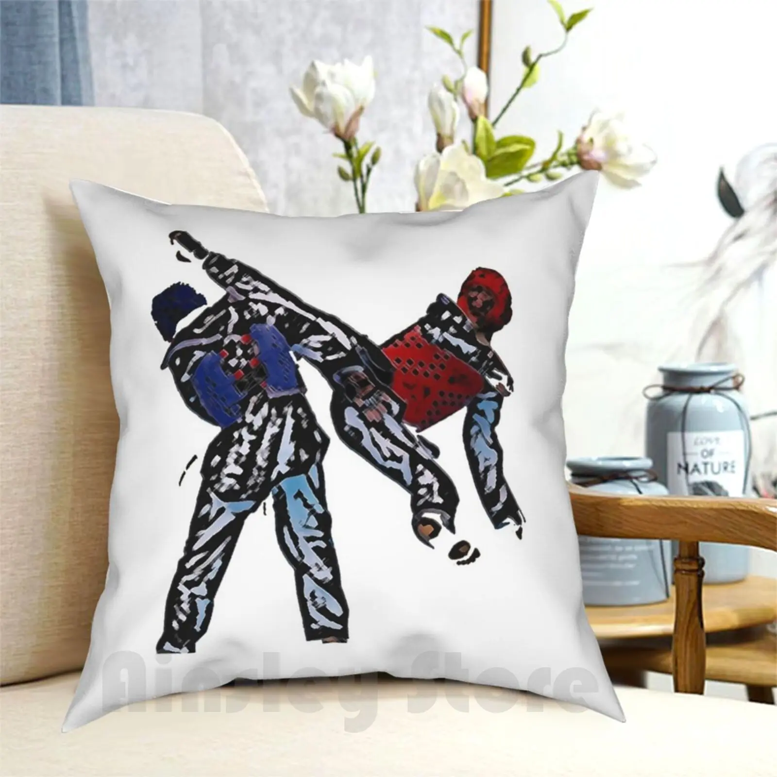 

Taekwondo Fighter Pillow Case Printed Home Soft DIY Pillow cover Red Blue Taekwondo Fighter Muay Thai Martial Arts Tae Kwon