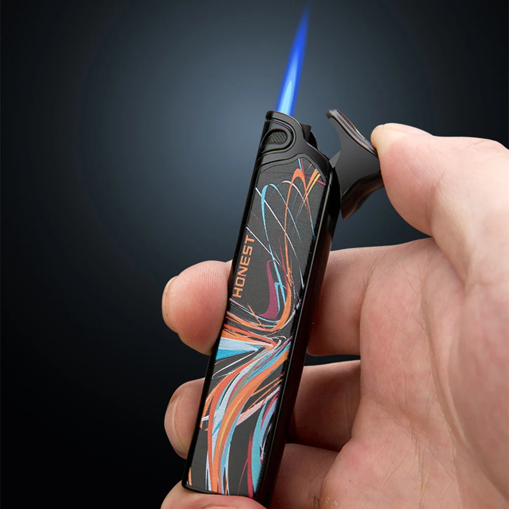 HONEST Strip Jet Lighter Tiny Refillable Butane Adjustable Stright Flame Lighter Classic Fashion Gift