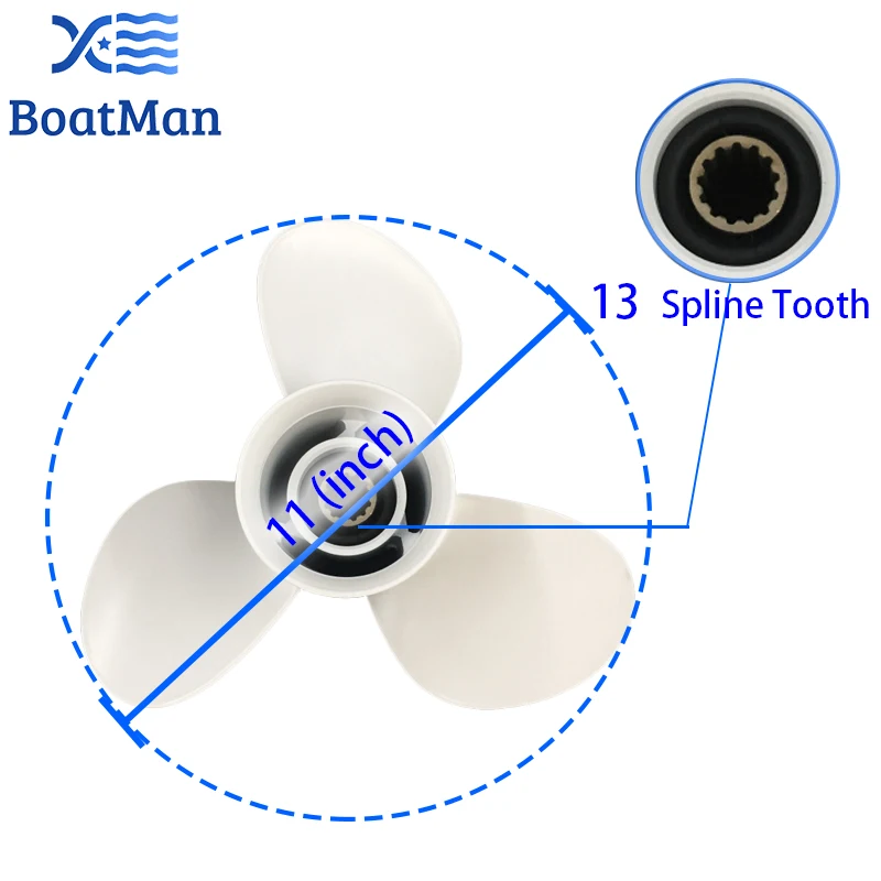 Boa Propeller 11x15 For Yamaha Outboard Motor T25HP 40HP 48HP 55HP 60HP Aluminum 13 Tooth Spline 69W-45943-00-EL Engine Part