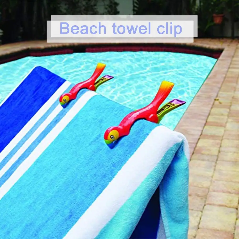 2pcs Clothespin Towel Clips Parrot Bird Plastic Beach Clothes Clip Quilt Socks Hanger Clips Prevent Wind Clothes Peg Drying Rack