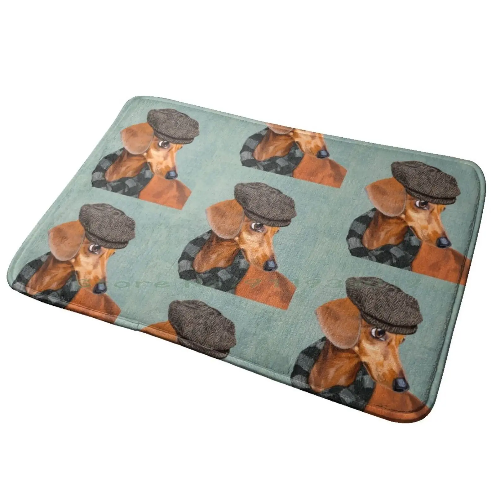 Mr. Dachshund Entrance Door Mat Bath Mat Rug Pet Dog Light Warm Grey Dachshund Art Dachshund Illustration Dachshund Breed