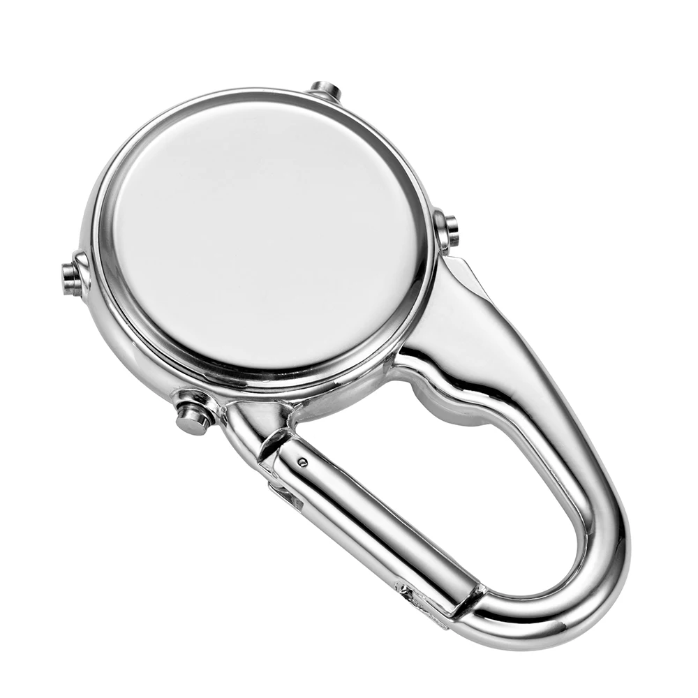 Digital Carabiner Watch Outdoor Sport Climbing  Silver Clip-On Quartz Pocket Watches Vintage Compass Clock Reloj De Bolsill