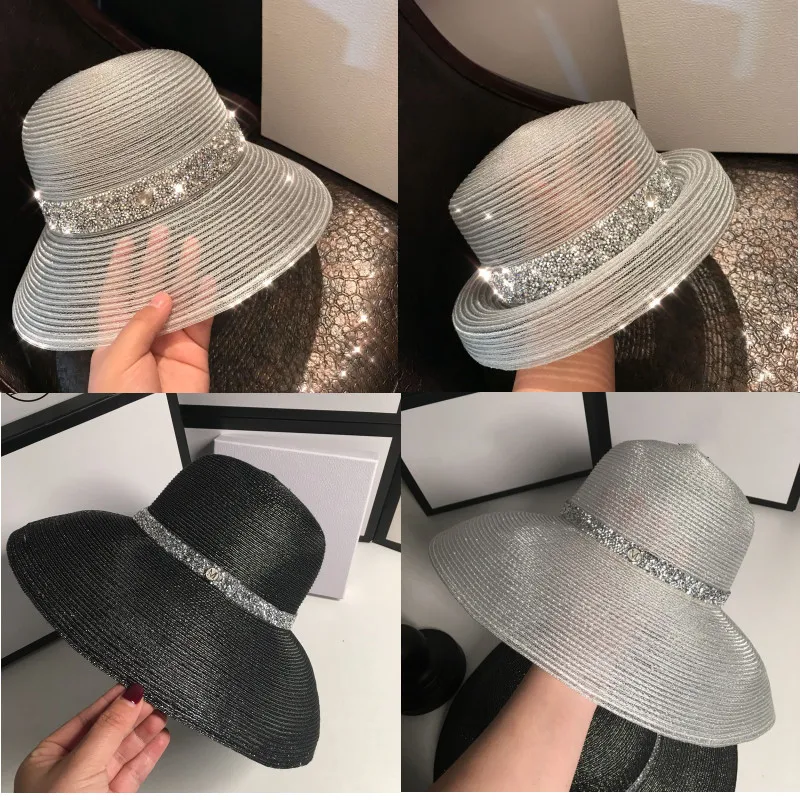 Panama sun hat silver silk ultra-thin breathable summer ladies bucket hat sun hat straw hat shallow fedora hat men and women