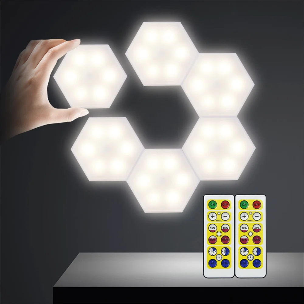 

DIY Touch Sensor LED Night Light Dimmable LED Hexagonal Wall Lamp LED Quantum Lamp for Home Bedroom Decoration Honeycomb Lights