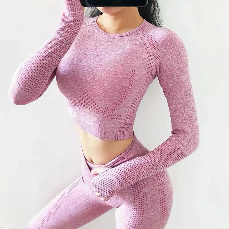 

Women Seamless yoga set Fitness Sport Suits GYM cloth Yoga Shirts High Waist Running Leggings Workout Pants Shirts Bra Tops