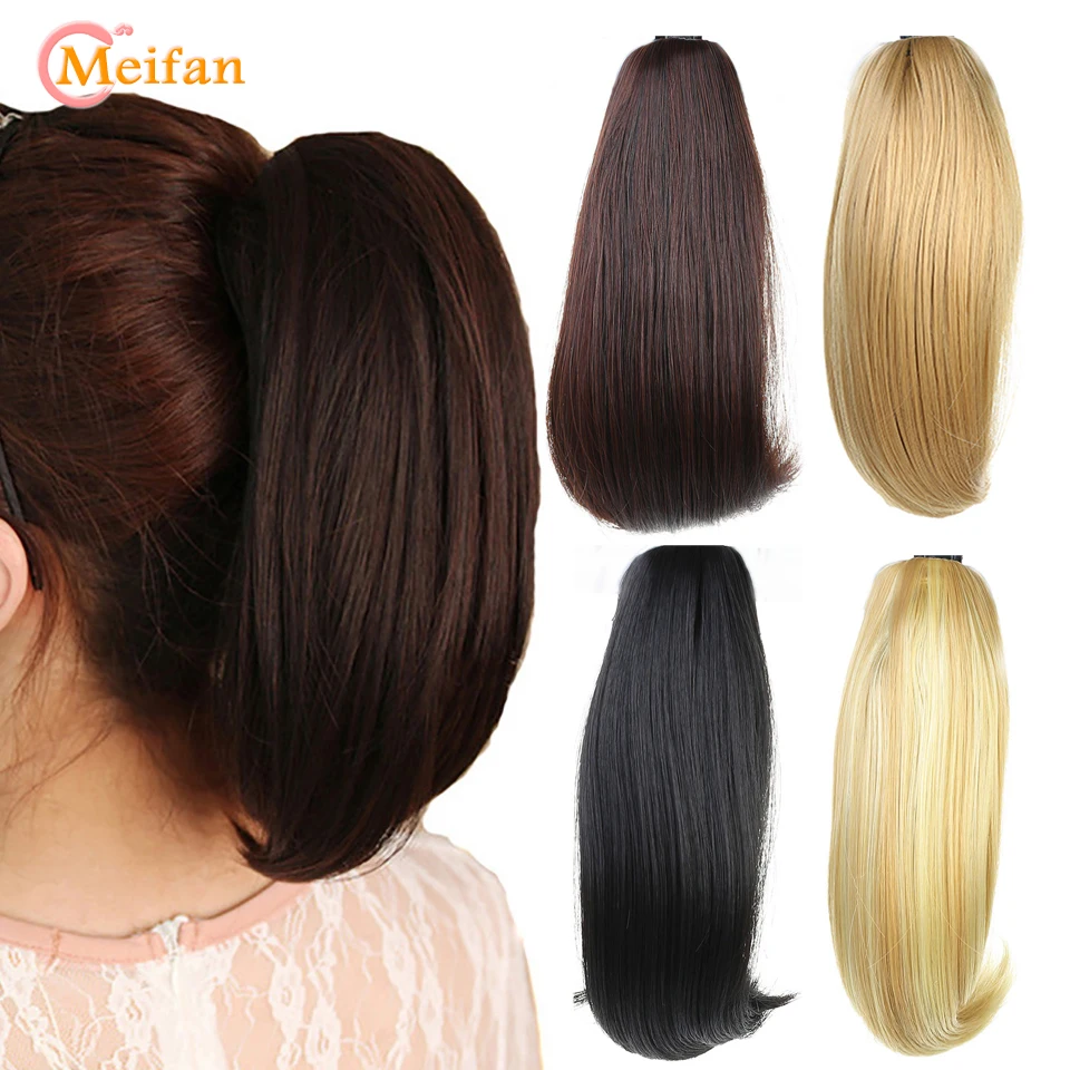 MEIFAN-coleta corta sintética para mujer, extensión de cabello Natural, resistente al calor, color Natural