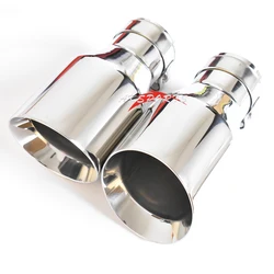 1Pc Car Exhaust Tail Pipe Bright Stainless Steel Straight Welding Bevel Edge Shinny Muffler Tip