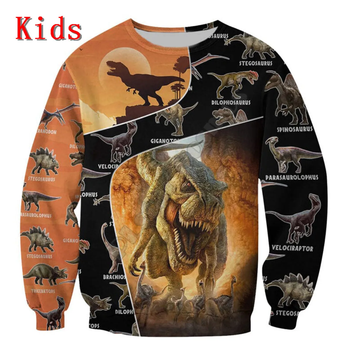 

Love Dinosaur Hoodies T-shirt 3D Printed Kids Sweatshirt Long Sleeve Boy For Girl Funny Animal Pullover 03