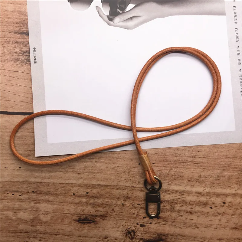 Genuine Leather Neck Lanyard Strap for mobile phone key keys work card holder camera neck straps lanyard keyring