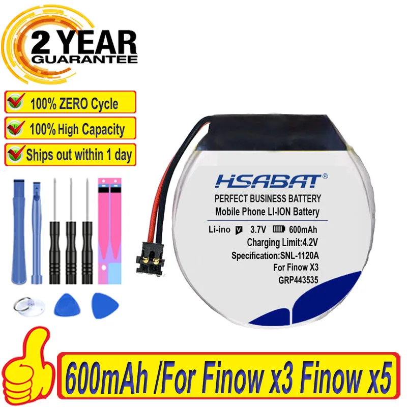 Топ-бренд 100% Новинка 600 мАч 403535 Аккумулятор для умных часов Finow x3 Finow x5 заменяет lem5 lem 5 батареи