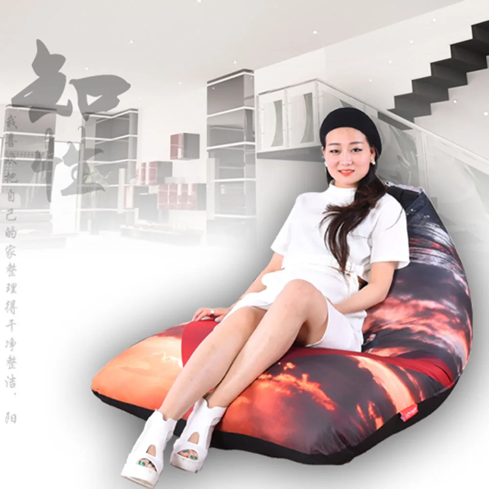 

LEVMOON Beanbag Sofa Chair Seat zac Shell Comfort Bean Bag Cover Without Filler Cotton Indoor Beanbag Lounge Chair Printing B