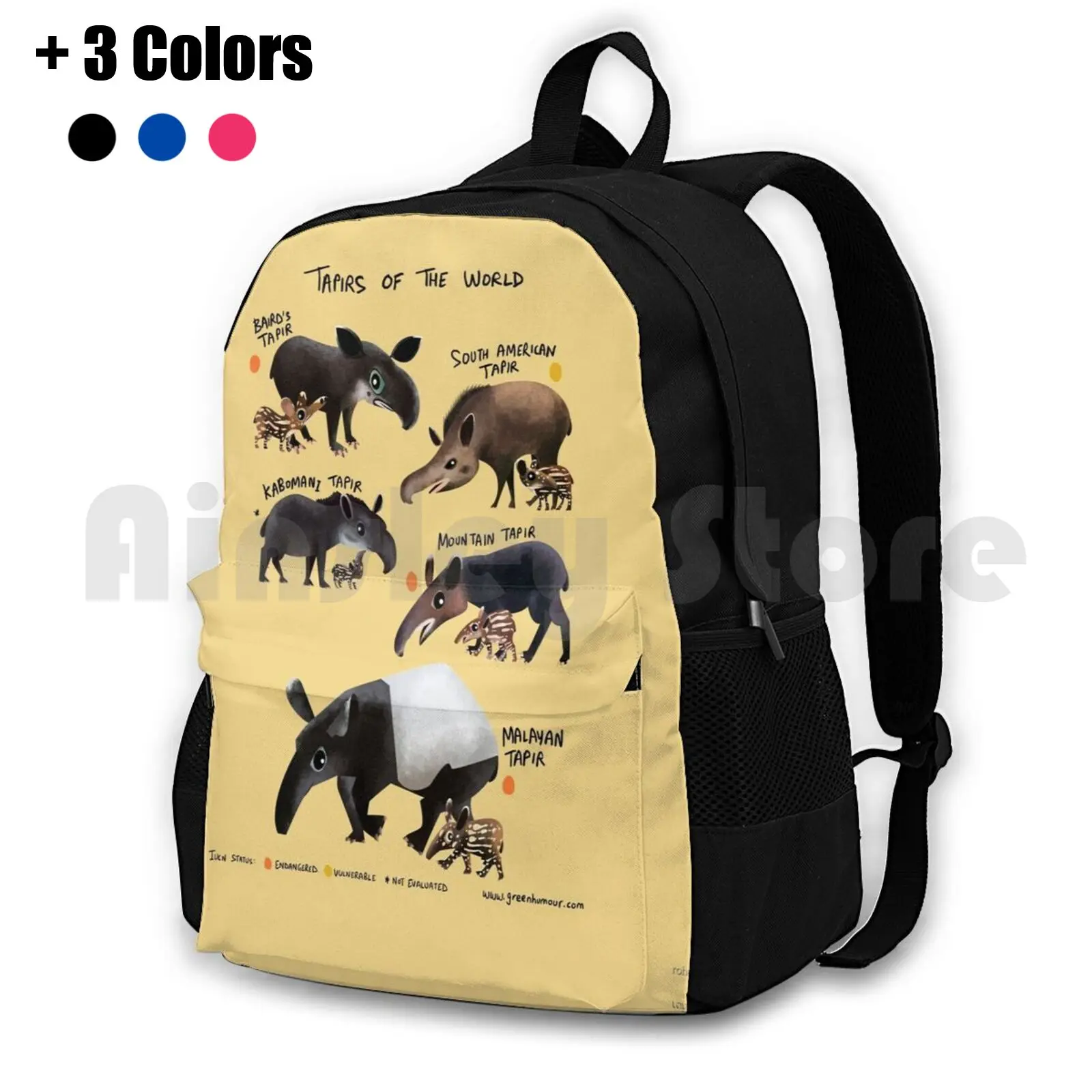 Tapirs Of The World Outdoor Hiking Backpack Waterproof Camping Travel Tapir Animals Wildlife Species South America Malaysia