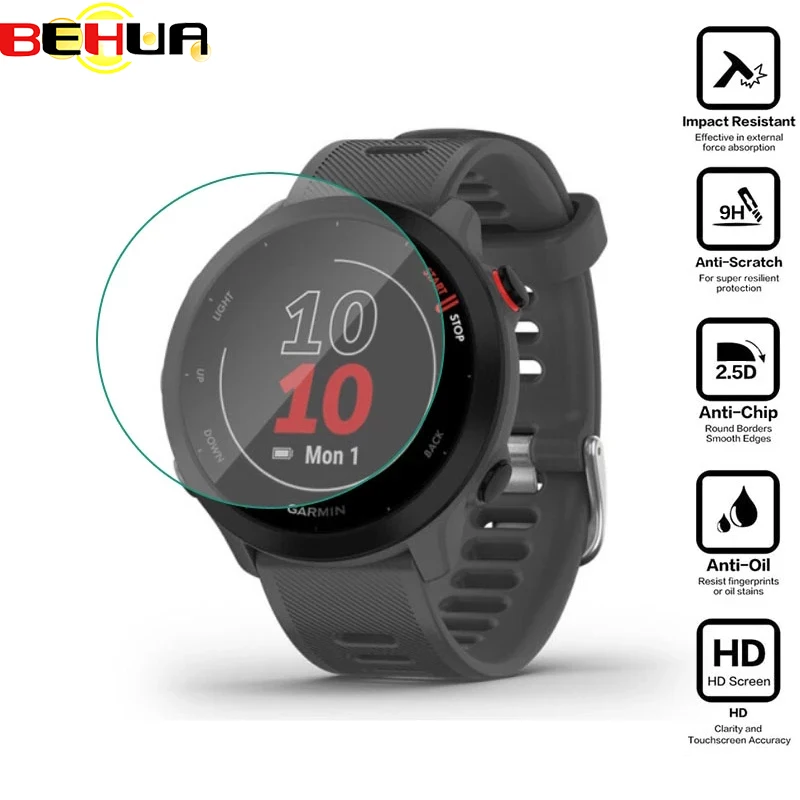 BEHUA-Película protectora de vidrio templado para reloj inteligente, Protector de pantalla completa para Garmin Forerunner 158/55, deportivo