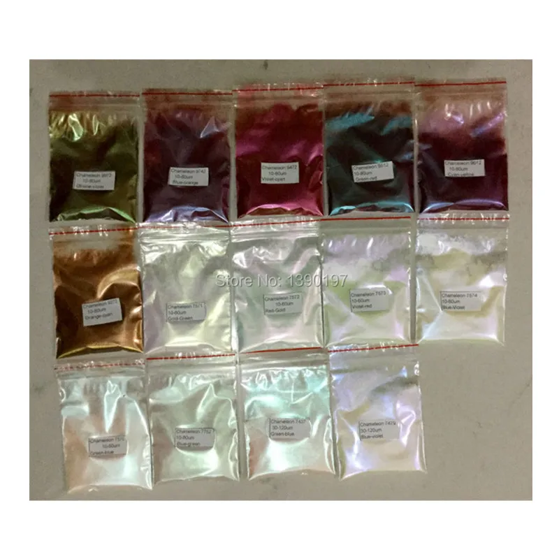 

Chameleon pearl powder with color travel 1 lot 14colors 10grams each for nail polish, auto paints