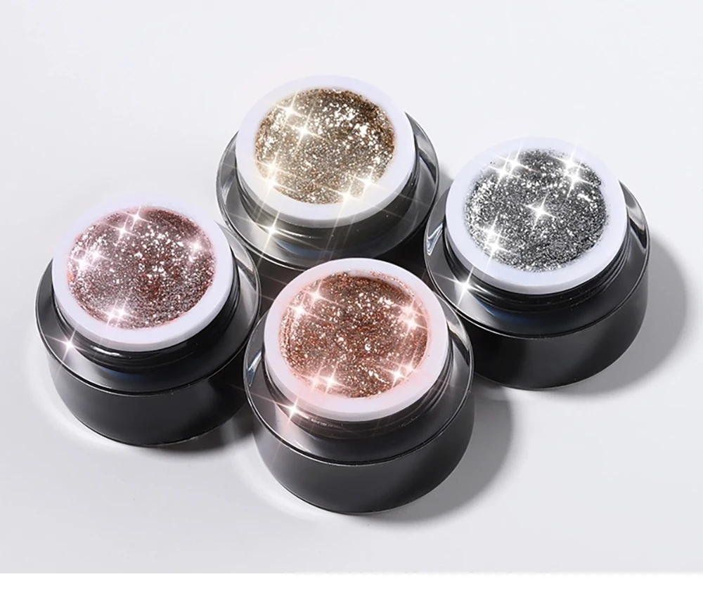 Vendeeni 4 Farben Glitzer-Platin-Nagelgel-Lack Champagner Roségold Silber Glänzender Nagelgel-Lack UV LED Aushärtbarer Gel-Lack – Detail 7