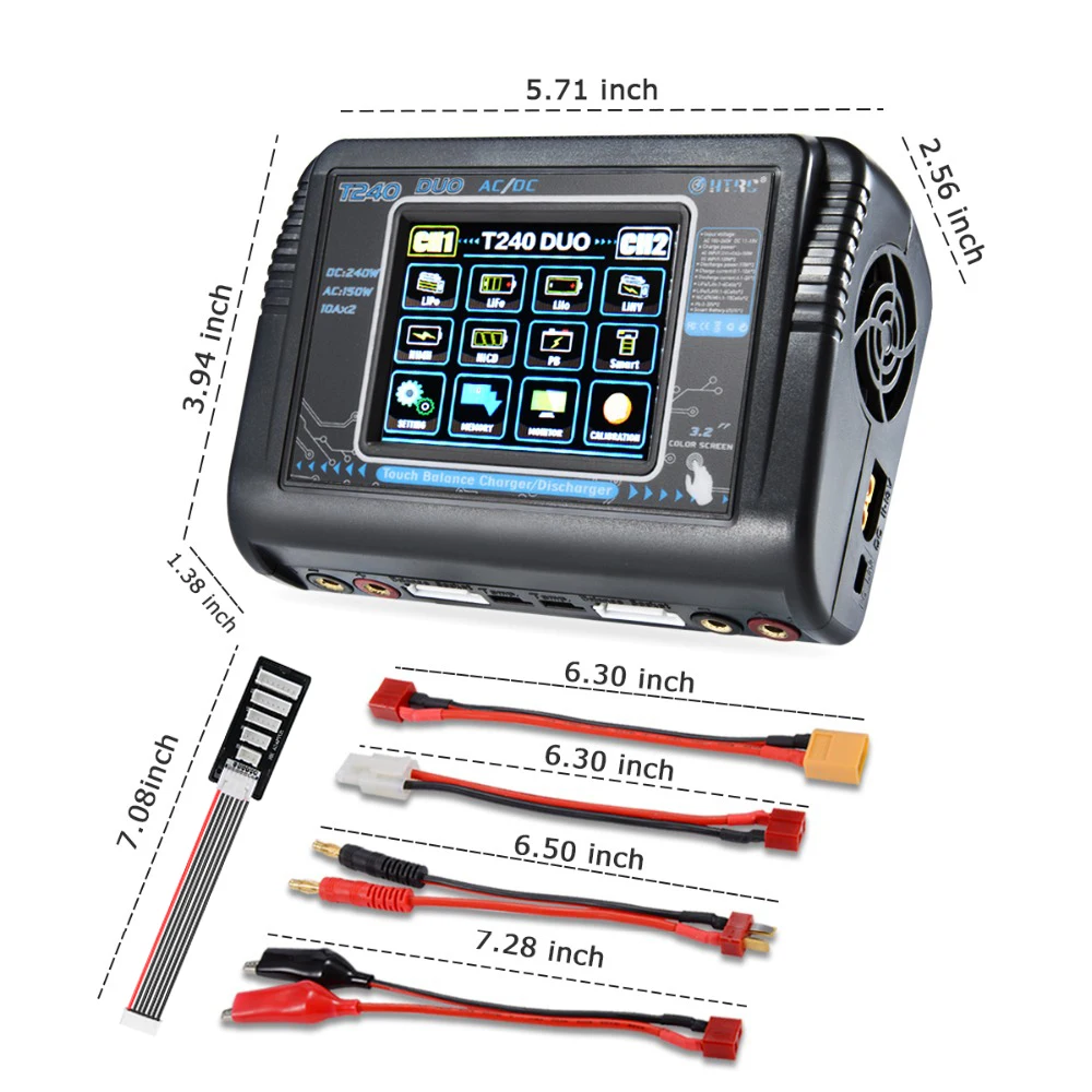 HTRC T240  RC Charger DUO AC 150W DC 240W 10A Dual Channel Lipo Battery Balance Charger Discharger For RC Drone Multicopter