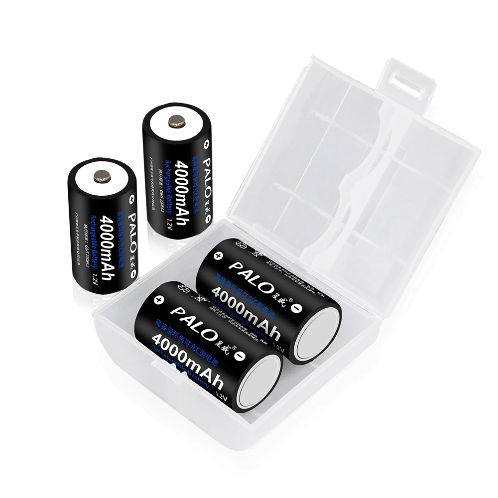 PALO 1-12 Pcs C Size Rechargeable Battery Type C LR14 Battery 1.2V NI-MH 4000mAh Low Self Discharge Rechargeable C Battery