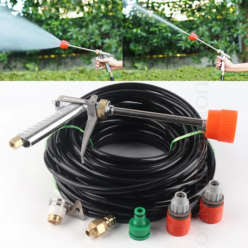 Garden Irrigation System Dedusting Greenhouse Humidification Atomizing Spray Gun Kits High Pressure Car Washing Water Set, 5-20m