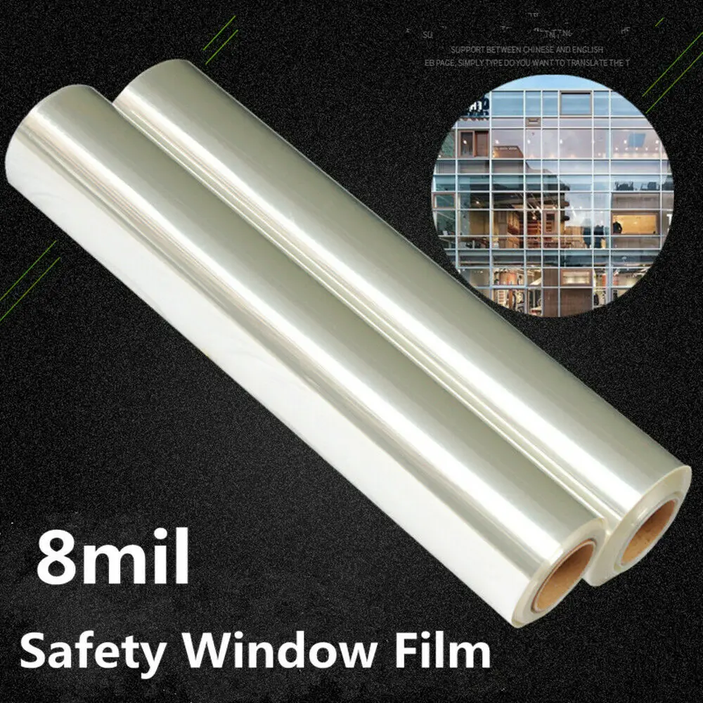 HOHOFILM 1.52x30m Wholesale 8mil Security Window Film House Office Bank Window Sticker Shatter Proof Protection glass sticker