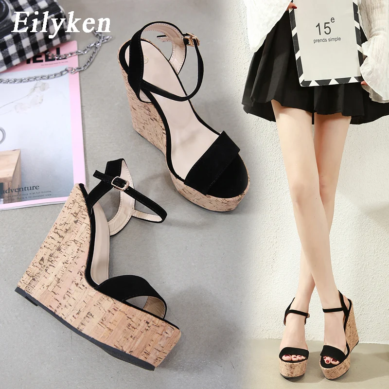 Eilyken Fashion Roman Open Toe Platform Wedges Women Sandals Summer Ankle Buckle Strap High Heels Banquet Party Shoes