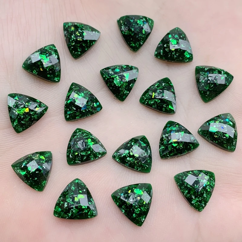 Dark Green Crystals Rhinestones 10mm Trim Flat Back Stones Resin Beads for DIY Wedding Dress Decoration 120pcs -Y251