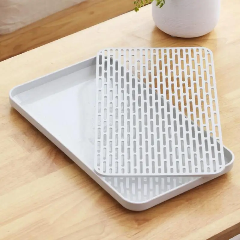 New Creative Household Drain Tray Double-layer Plastic Tea Tray Household Fruit Tray Multi-purpose Rectangular Racks