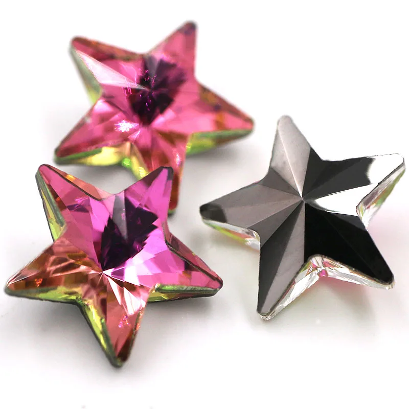 Glue On Nail High Quality Glass Crystal Strass Five-pointed Star Shape Stones Rhinestones For Nail Art/Crafts/Jewelry making