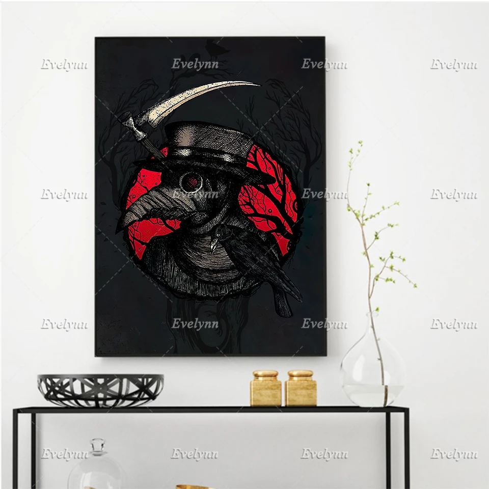 Plague Doctor Wash Your Hand Retro Poster/ Living Room Decoration Wall Art Prints Home Decor Canvas Unique Gift Floating Frame